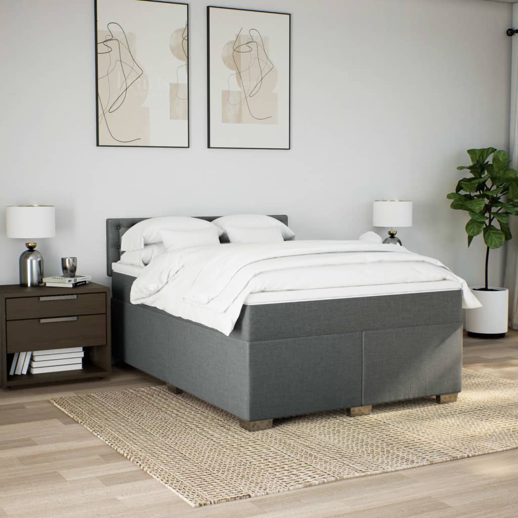 Boxspring met matras stof donkergrijs 160x200 cm is nu te koop bij PeponiXL, paradijselijk wonen!