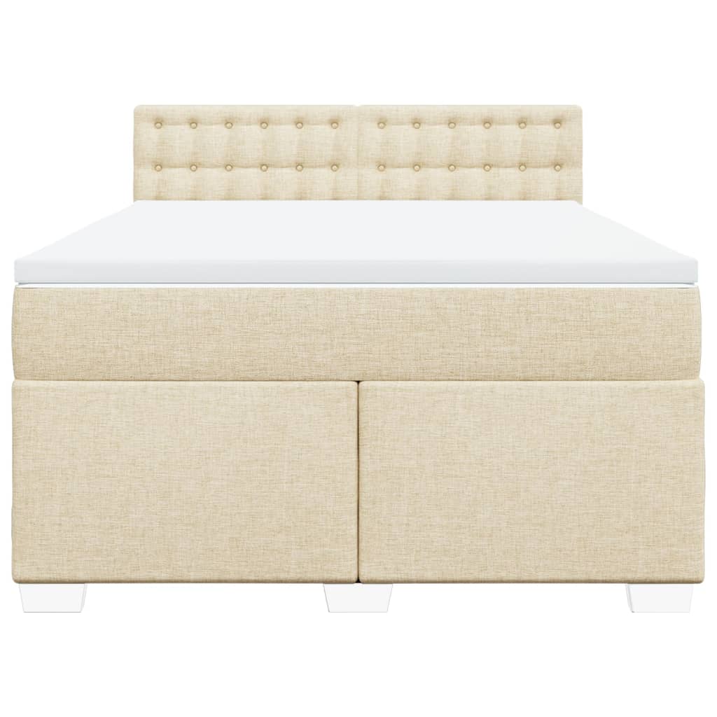 Boxspring met matras stof crèmekleurig 160x200 cm is nu te koop bij PeponiXL, paradijselijk wonen!