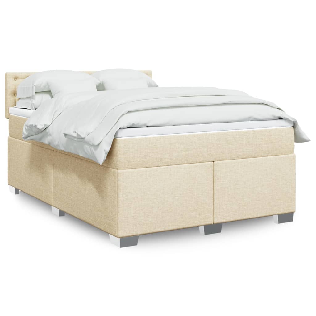 Boxspring met matras stof crèmekleurig 160x200 cm is nu te koop bij PeponiXL, paradijselijk wonen!