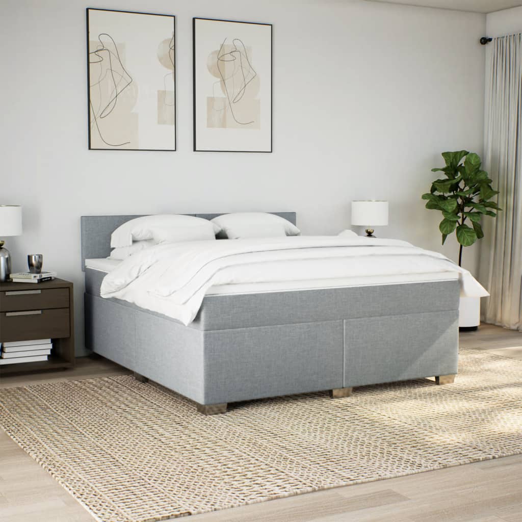 Boxspring met matras stof lichtgrijs 180x200 cm is nu te koop bij PeponiXL, paradijselijk wonen!