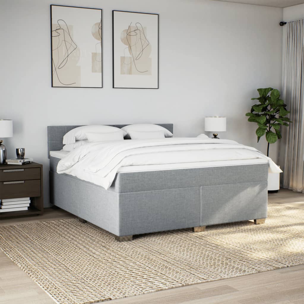 Boxspring met matras stof lichtgrijs 180x200 cm is nu te koop bij PeponiXL, paradijselijk wonen!