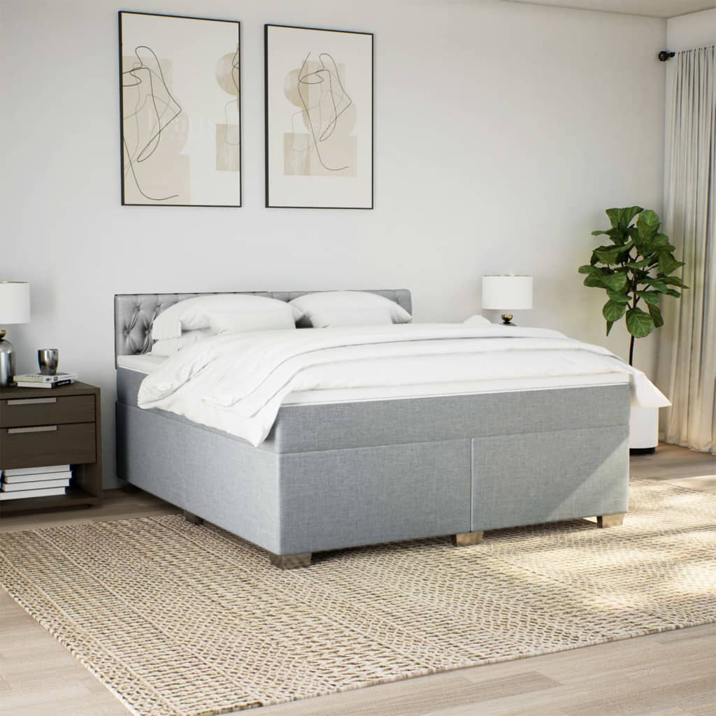 Boxspring met matras stof lichtgrijs 180x200 cm is nu te koop bij PeponiXL, paradijselijk wonen!