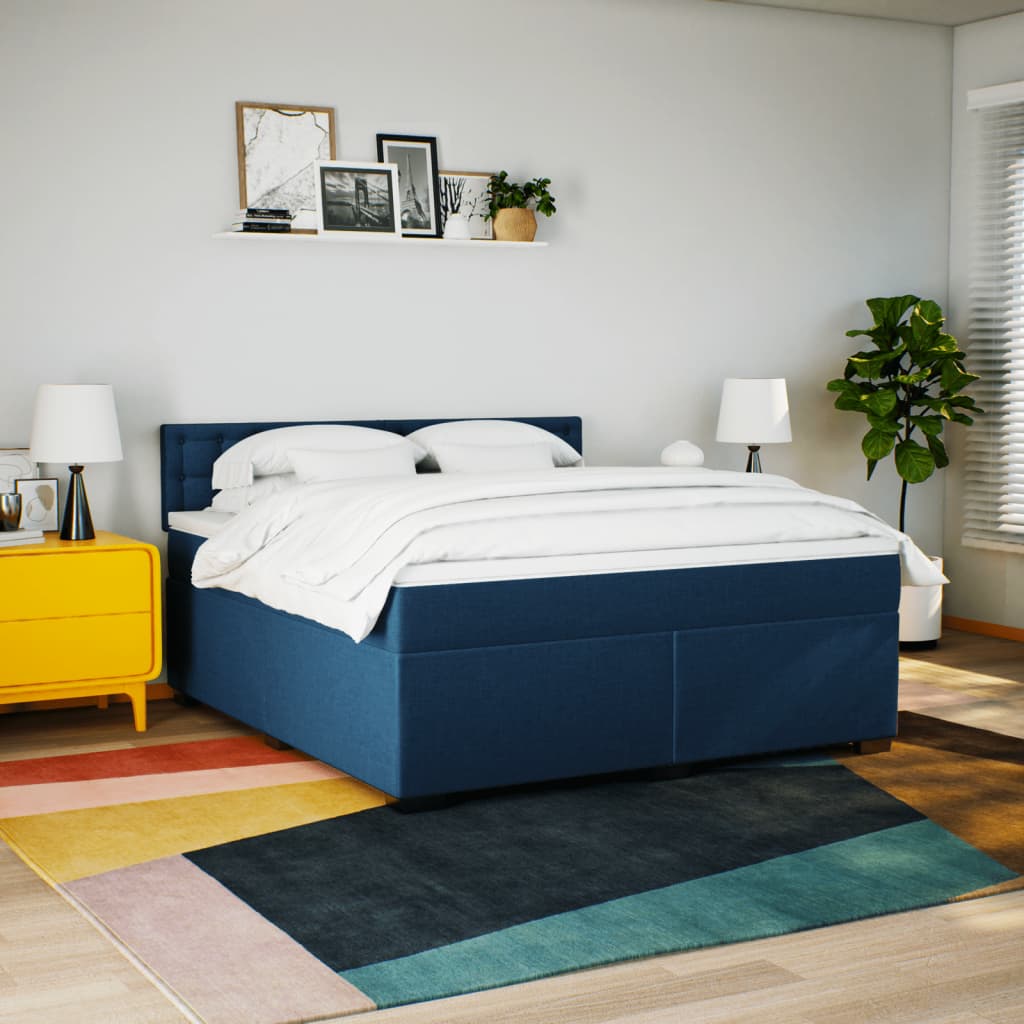 Boxspring met matras stof blauw 180x200 cm is nu te koop bij PeponiXL, paradijselijk wonen!