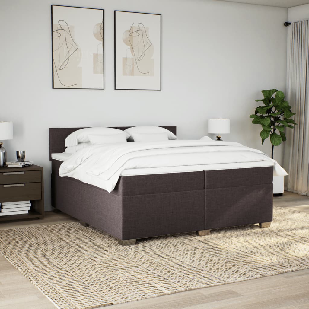 Boxspring met matras stof donkerbruin 200x200 cm is nu te koop bij PeponiXL, paradijselijk wonen!