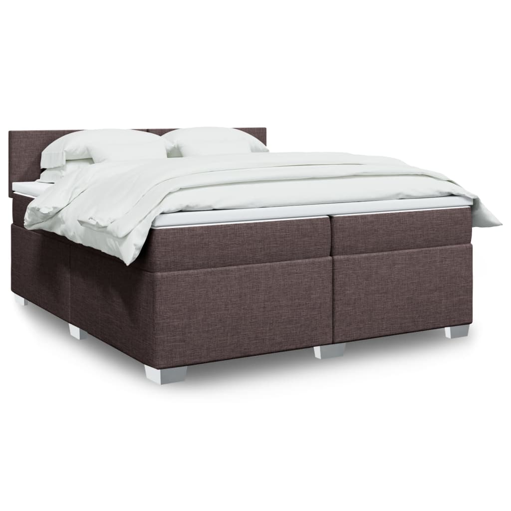 Boxspring met matras stof donkerbruin 200x200 cm is nu te koop bij PeponiXL, paradijselijk wonen!