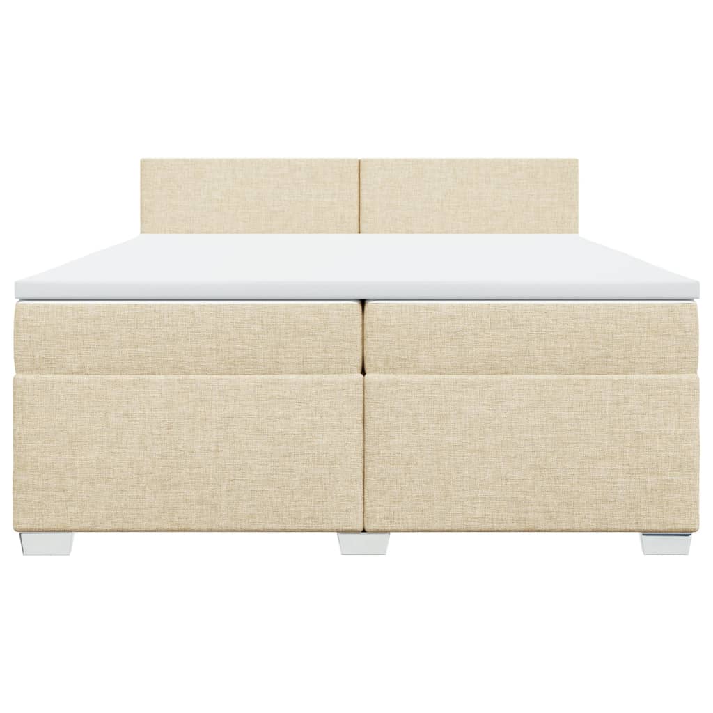 Boxspring met matras stof crèmekleurig 200x200 cm is nu te koop bij PeponiXL, paradijselijk wonen!