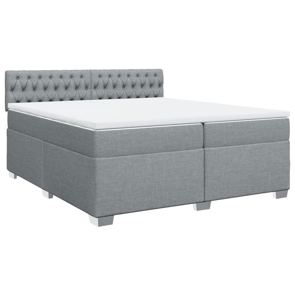 Boxspring met matras stof lichtgrijs 200x200 cm is nu te koop bij PeponiXL, paradijselijk wonen!