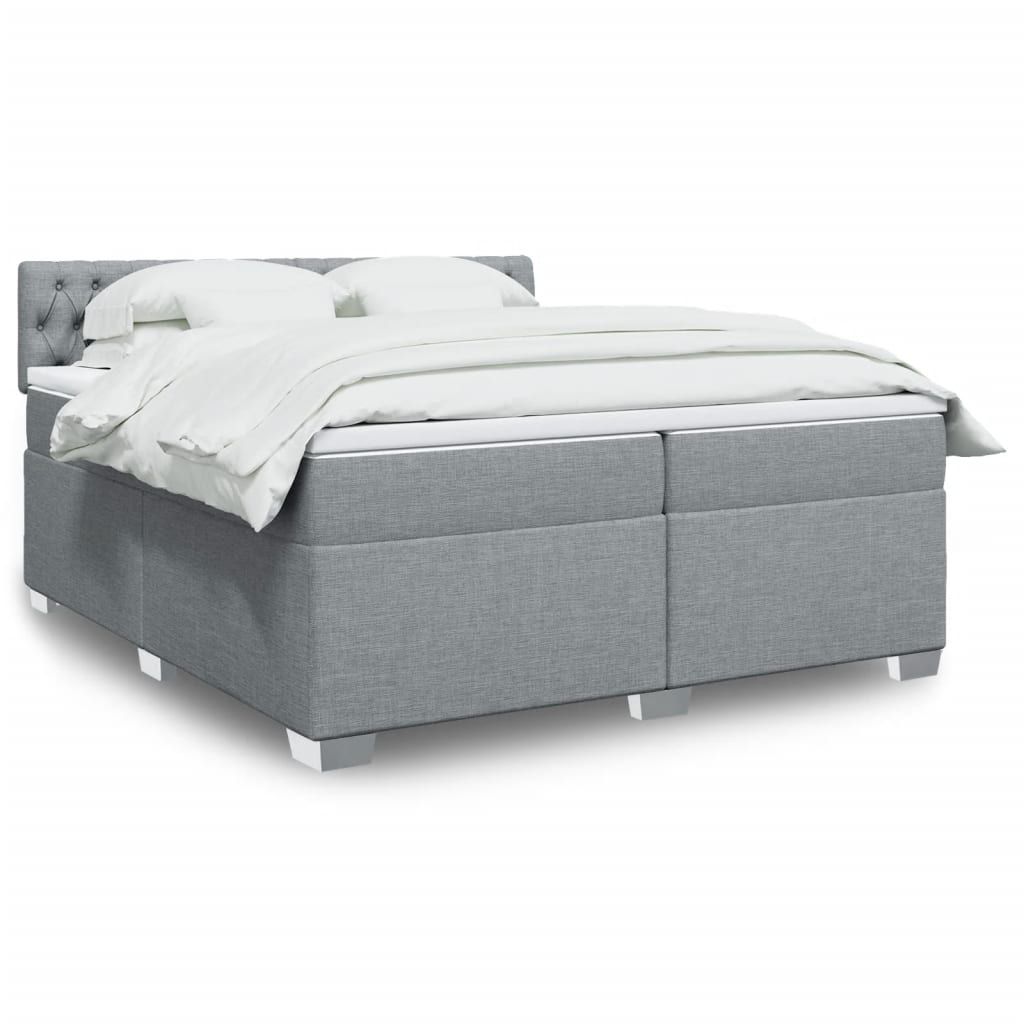 Boxspring met matras stof lichtgrijs 200x200 cm is nu te koop bij PeponiXL, paradijselijk wonen!