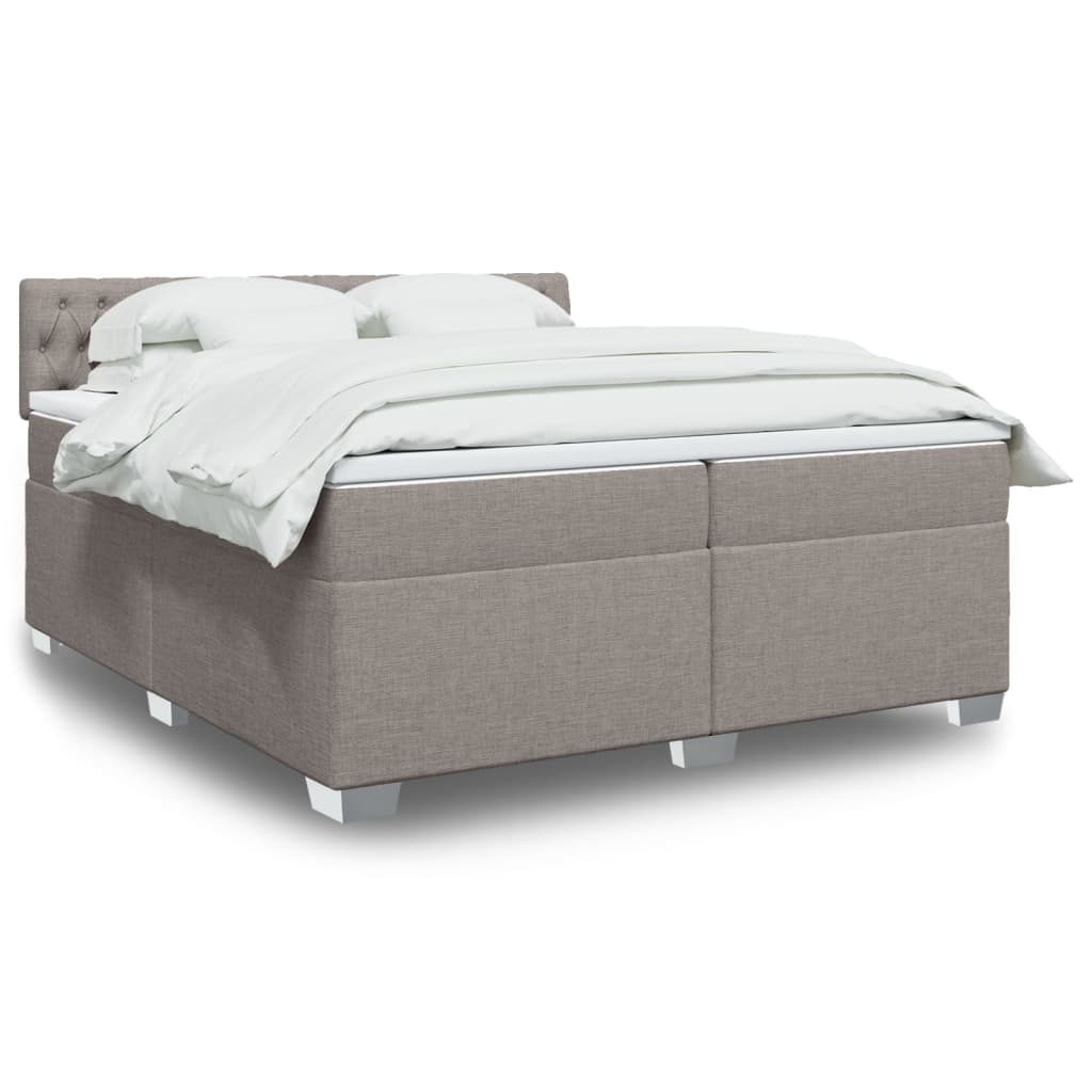 Boxspring met matras stof taupe 200x200 cm is nu te koop bij PeponiXL, paradijselijk wonen!