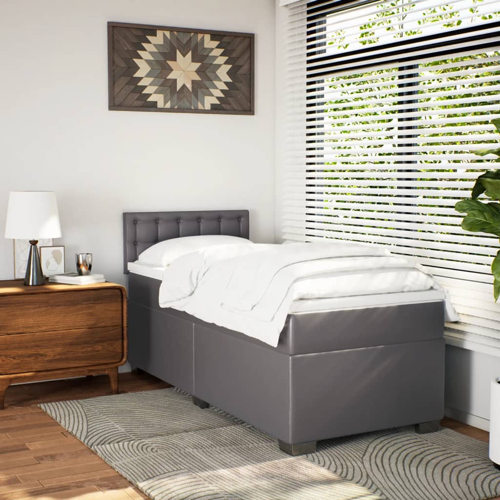 Boxspring met matras kunstleer grijs 80x200 cm