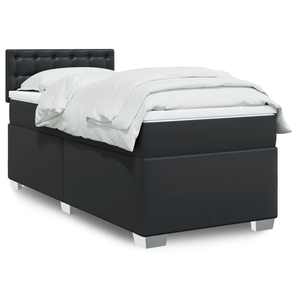 Boxspring met matras kunstleer zwart 90x190 cm is nu te koop bij PeponiXL, paradijselijk wonen!