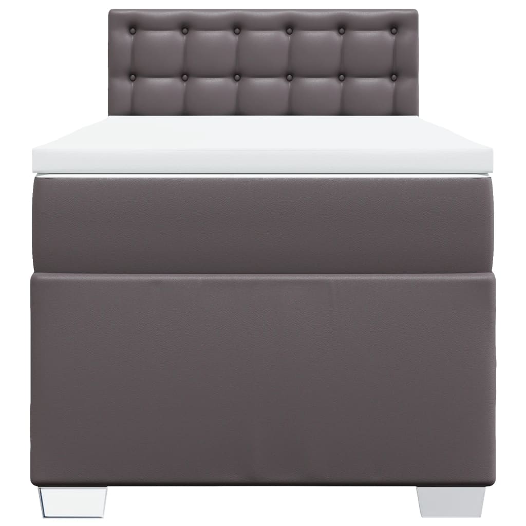 Boxspring met matras kunstleer grijs 90x190 cm is nu te koop bij PeponiXL, paradijselijk wonen!