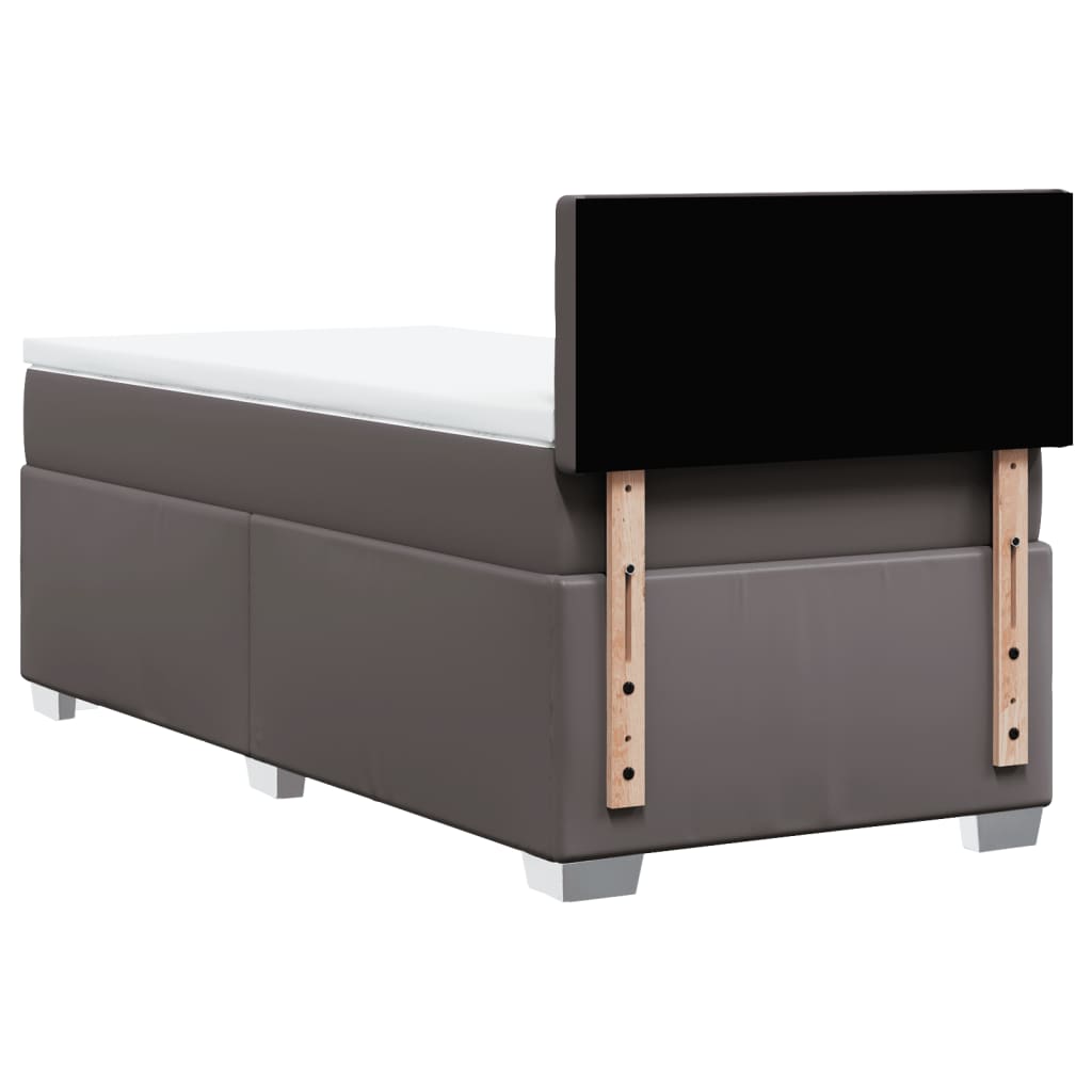 Boxspring met matras kunstleer grijs 90x190 cm is nu te koop bij PeponiXL, paradijselijk wonen!