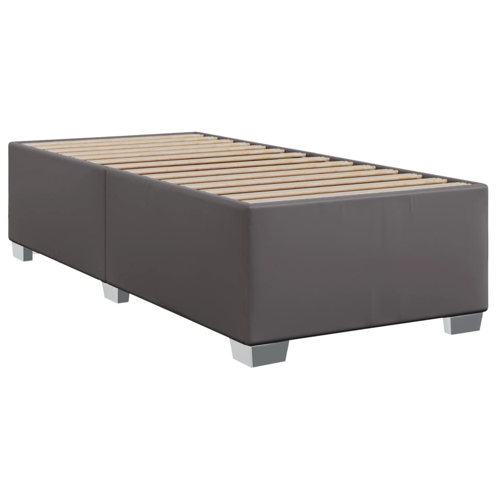 Boxspring met matras kunstleer grijs 90x190 cm is nu te koop bij PeponiXL, paradijselijk wonen!