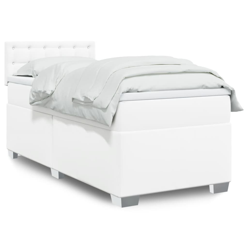 Boxspring met matras kunstleer wit 100x200 cm is nu te koop bij PeponiXL, paradijselijk wonen!