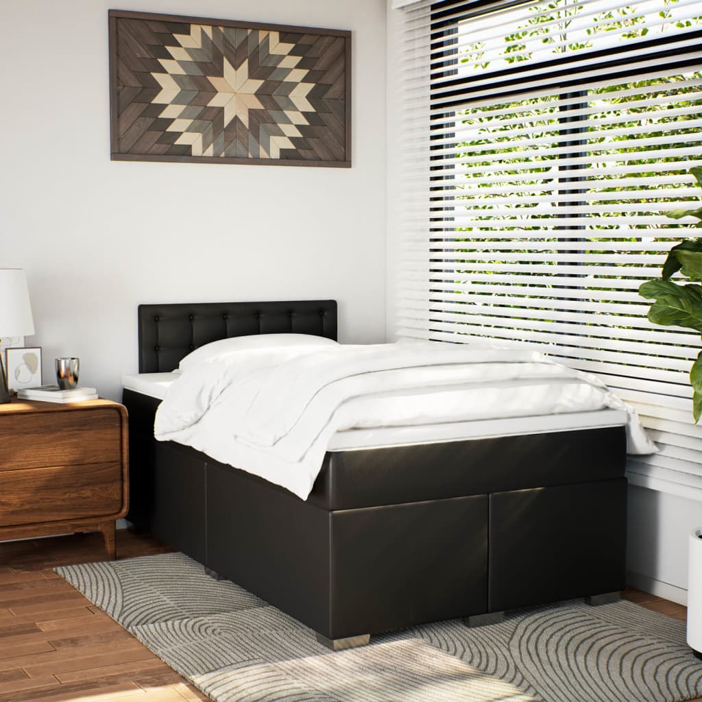 Boxspring met matras kunstleer zwart 120x190 cm is nu te koop bij PeponiXL, paradijselijk wonen!