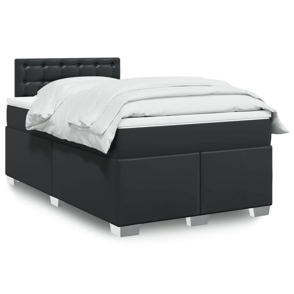 Boxspring met matras kunstleer zwart 120x190 cm is nu te koop bij PeponiXL, paradijselijk wonen!