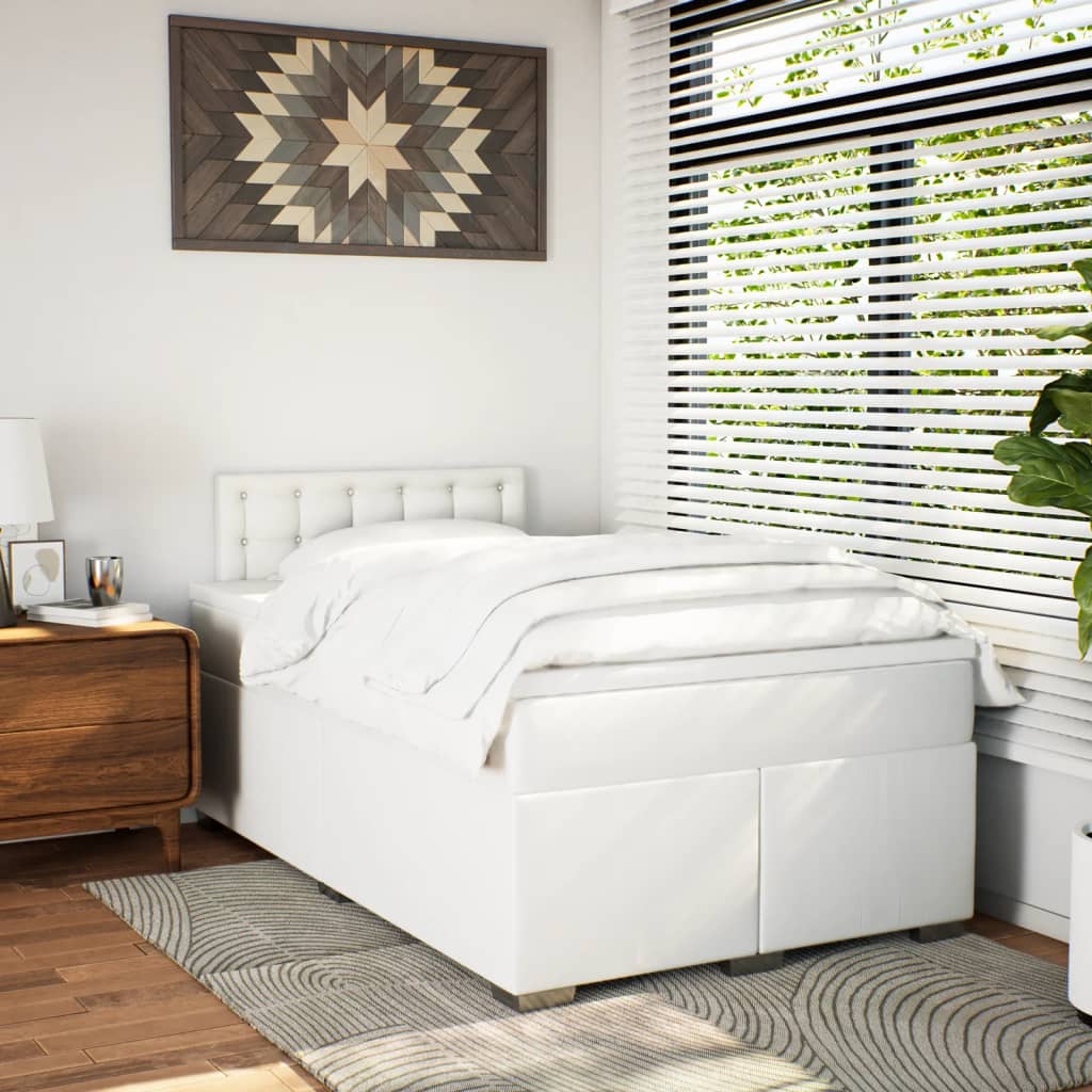 Boxspring met matras kunstleer wit 120x190 cm is nu te koop bij PeponiXL, paradijselijk wonen!