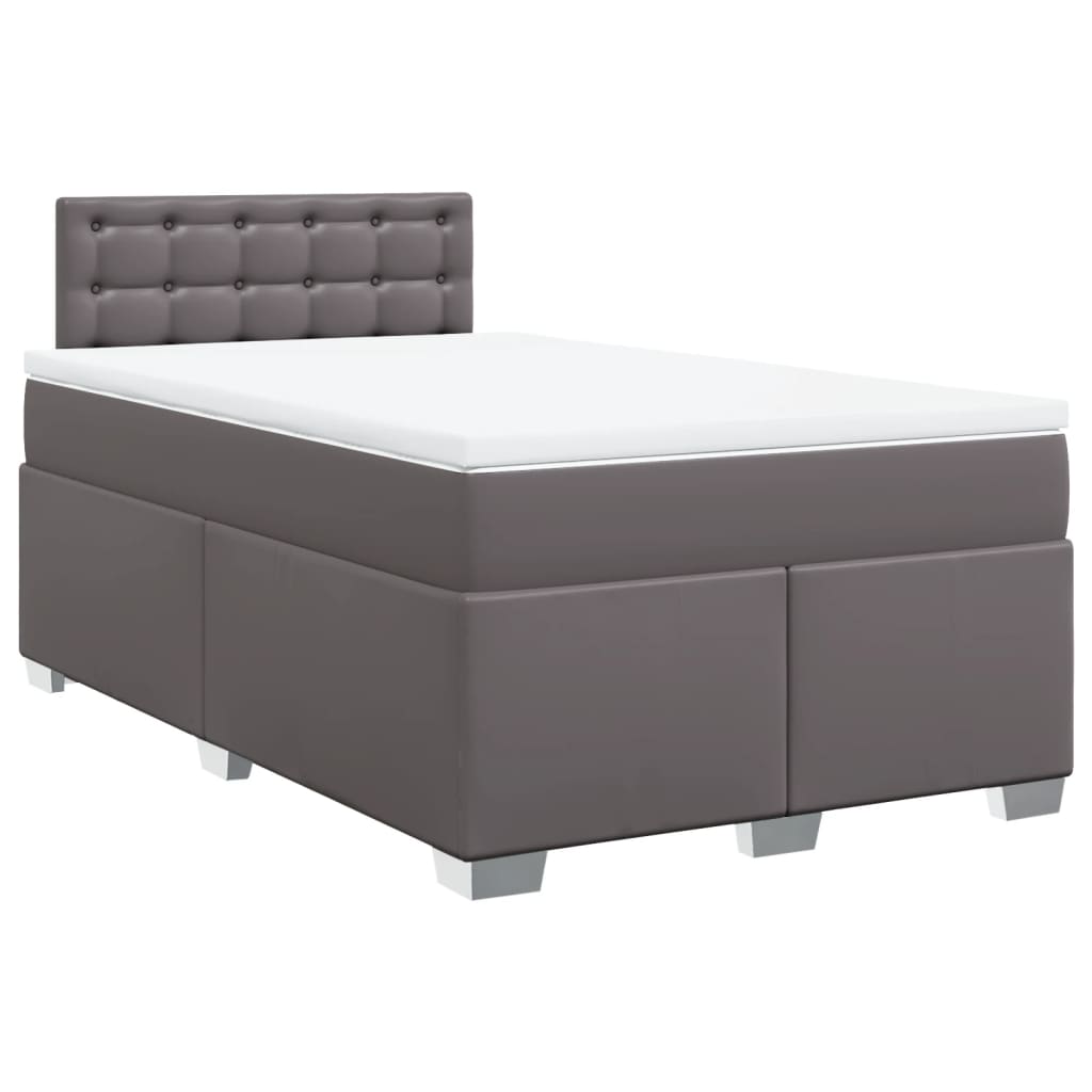 Boxspring met matras kunstleer grijs 120x190 cm is nu te koop bij PeponiXL, paradijselijk wonen!