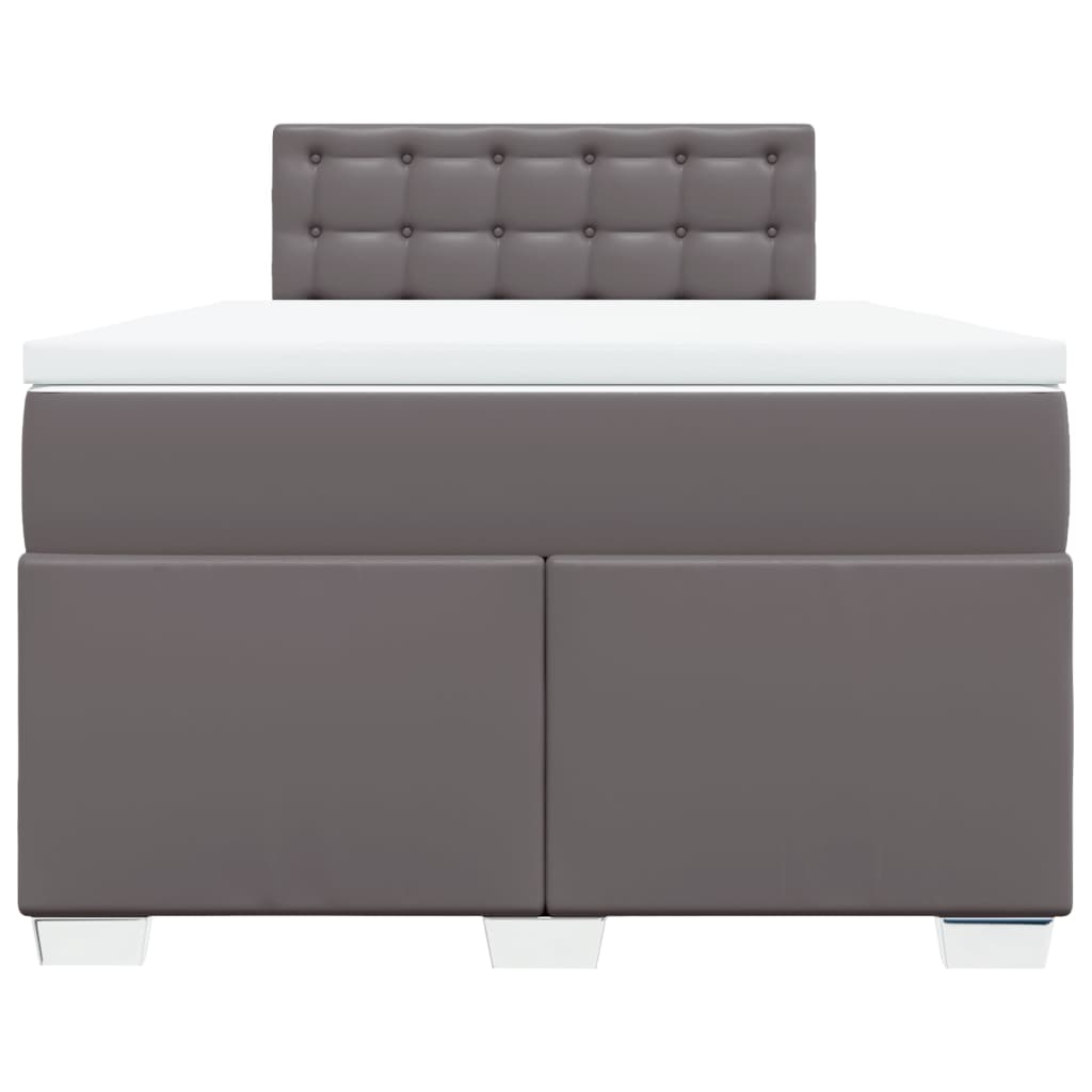 Boxspring met matras kunstleer grijs 120x190 cm is nu te koop bij PeponiXL, paradijselijk wonen!