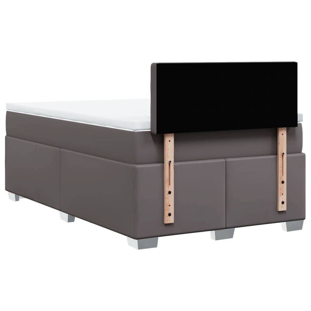 Boxspring met matras kunstleer grijs 120x190 cm is nu te koop bij PeponiXL, paradijselijk wonen!