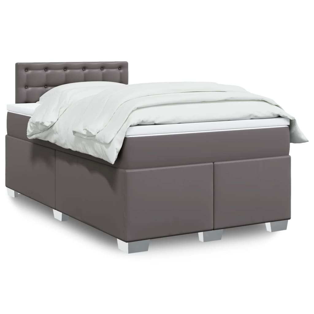 Boxspring met matras kunstleer grijs 120x190 cm is nu te koop bij PeponiXL, paradijselijk wonen!