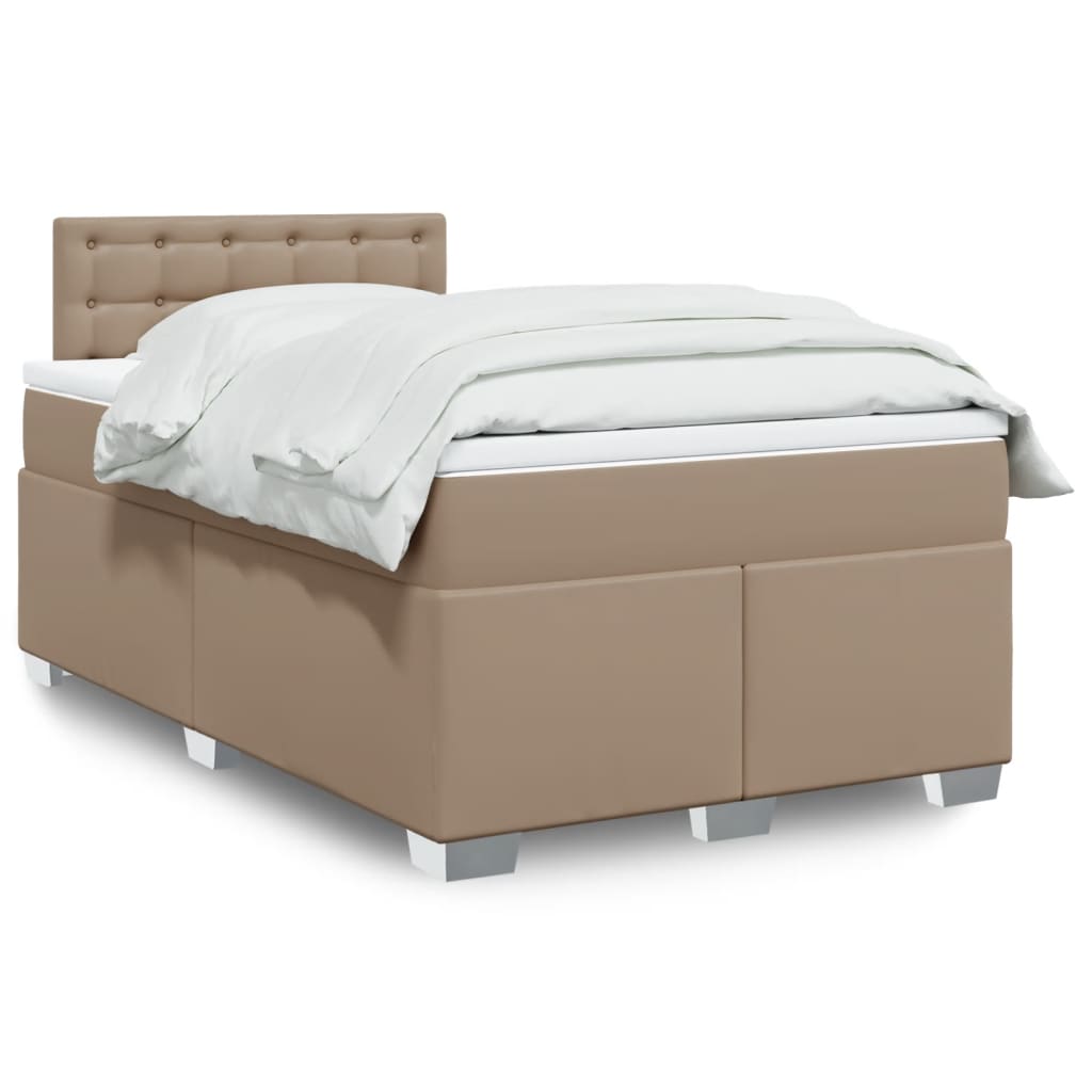 Boxspring met matras kunstleer cappuccinokleurig 120x190 cm is nu te koop bij PeponiXL, paradijselijk wonen!