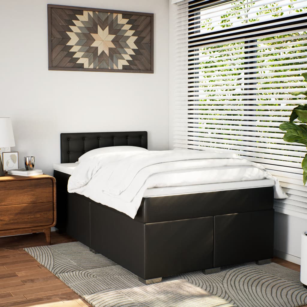 Boxspring met matras kunstleer zwart 120x200 cm is nu te koop bij PeponiXL, paradijselijk wonen!