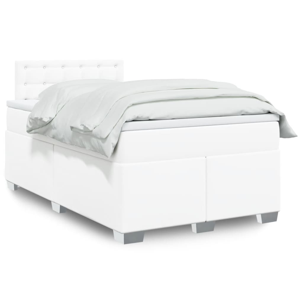 Boxspring met matras kunstleer wit 120x200 cm is nu te koop bij PeponiXL, paradijselijk wonen!