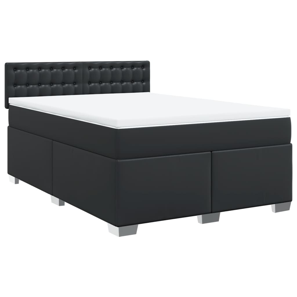 Boxspring met matras kunstleer zwart 140x190 cm is nu te koop bij PeponiXL, paradijselijk wonen!