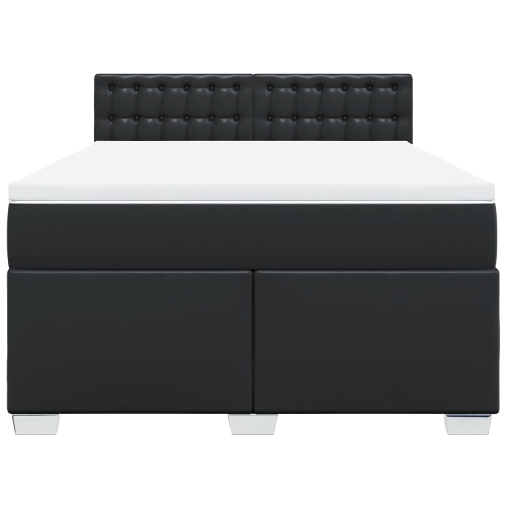 Boxspring met matras kunstleer zwart 140x190 cm is nu te koop bij PeponiXL, paradijselijk wonen!