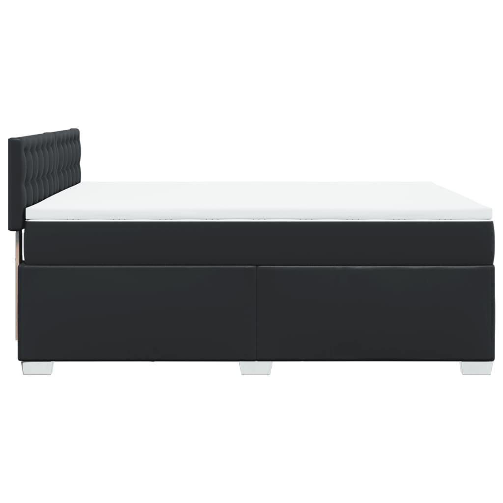 Boxspring met matras kunstleer zwart 140x190 cm is nu te koop bij PeponiXL, paradijselijk wonen!