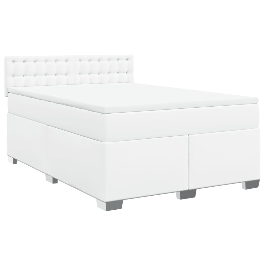 Boxspring met matras kunstleer wit 140x190 cm is nu te koop bij PeponiXL, paradijselijk wonen!