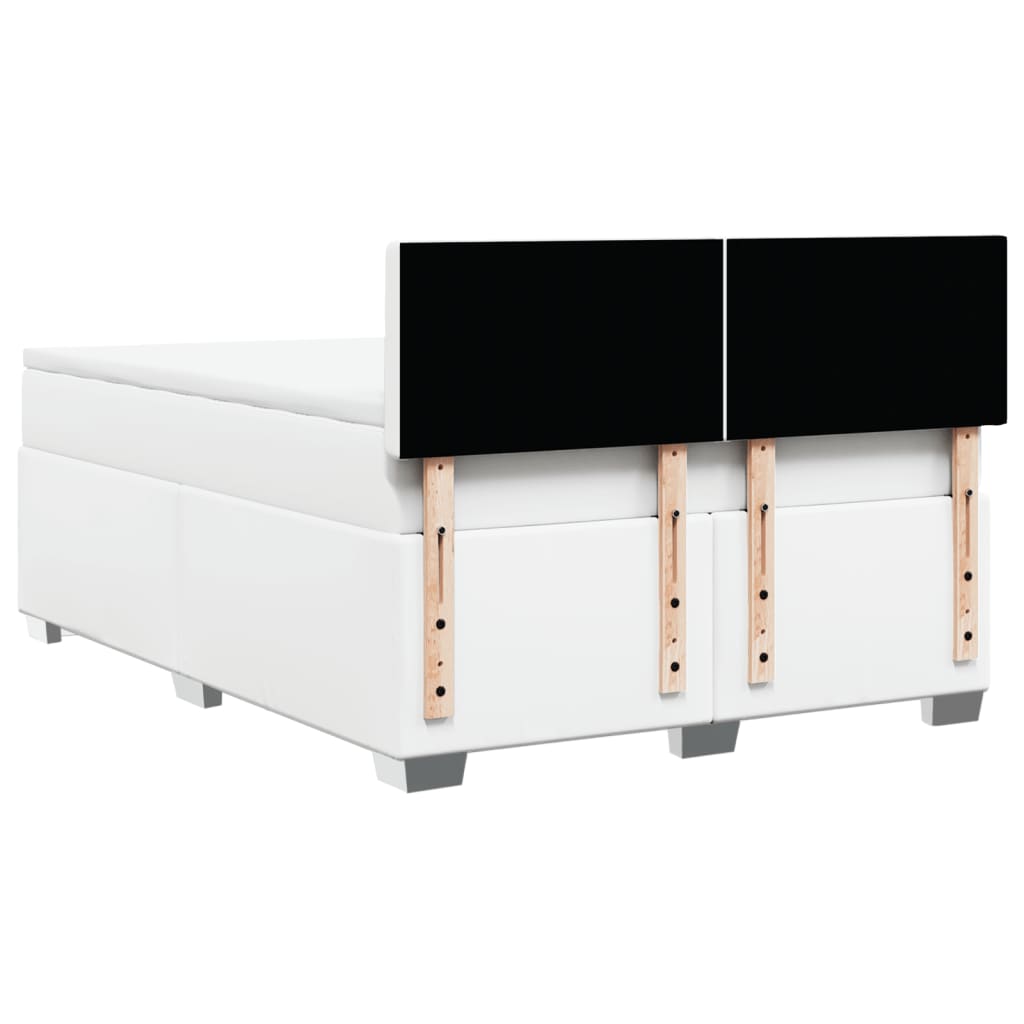 Boxspring met matras kunstleer wit 140x190 cm is nu te koop bij PeponiXL, paradijselijk wonen!