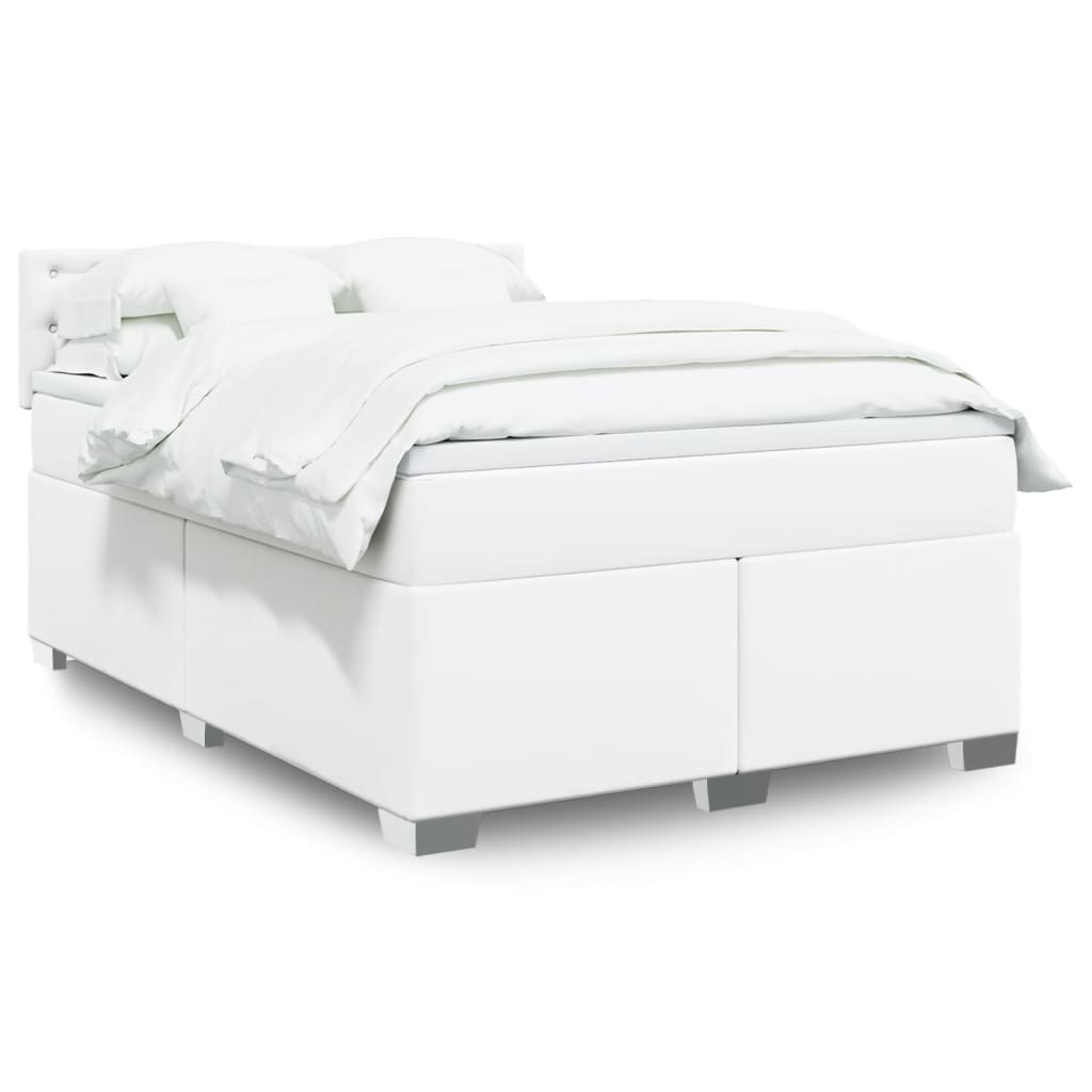 Boxspring met matras kunstleer wit 140x190 cm is nu te koop bij PeponiXL, paradijselijk wonen!