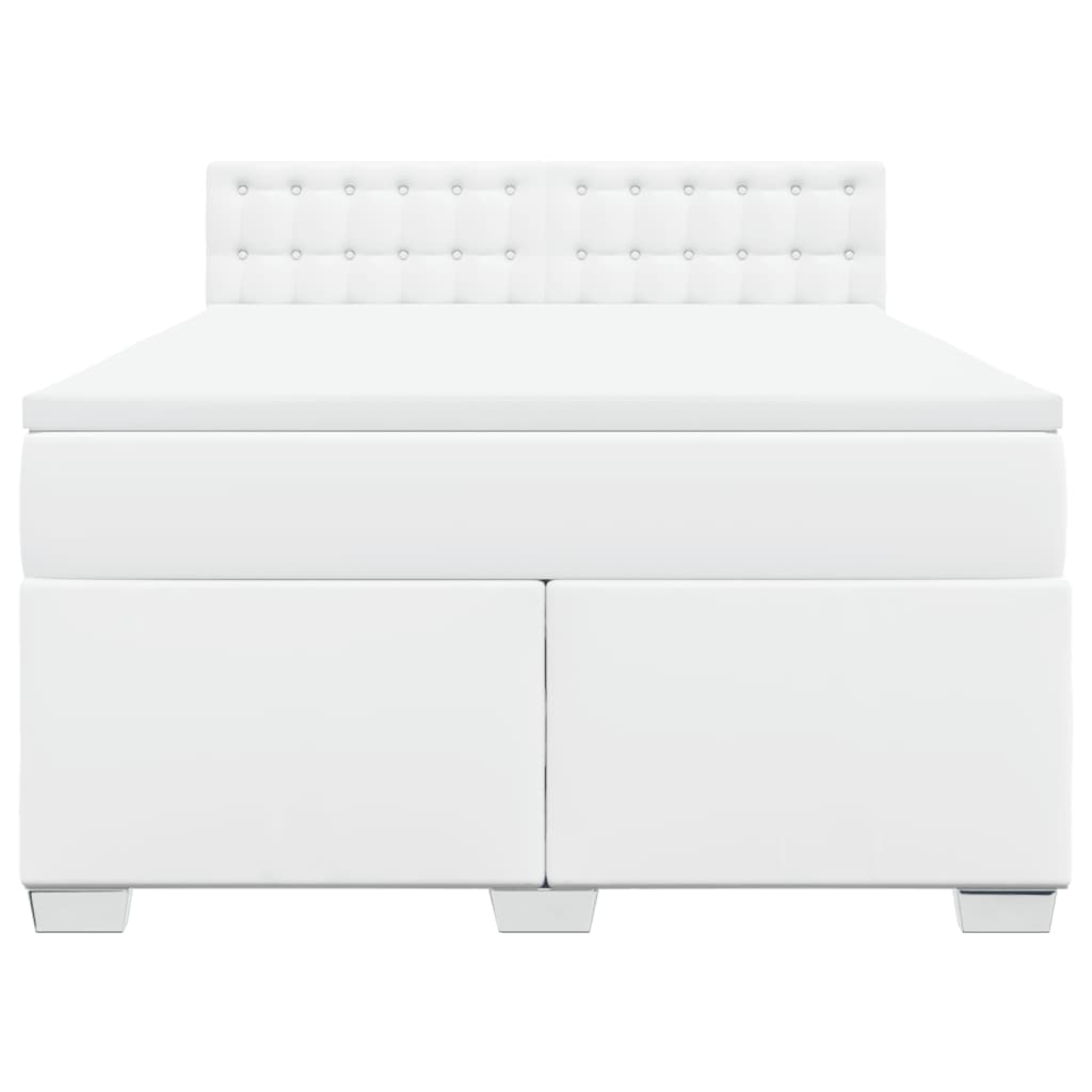 Boxspring met matras kunstleer wit 140x200 cm is nu te koop bij PeponiXL, paradijselijk wonen!