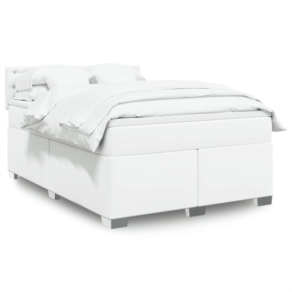 Boxspring met matras kunstleer wit 140x200 cm is nu te koop bij PeponiXL, paradijselijk wonen!