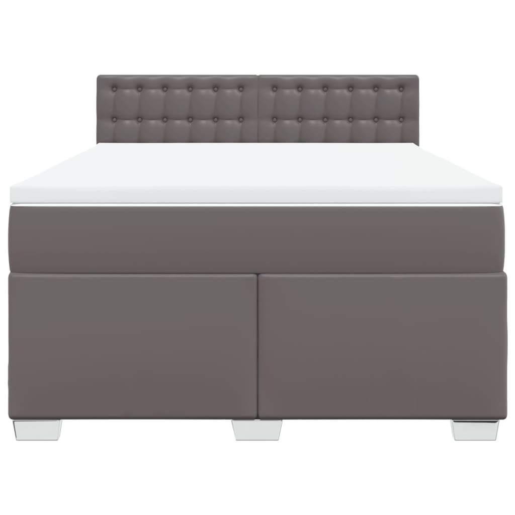 Boxspring met matras kunstleer grijs 140x200 cm is nu te koop bij PeponiXL, paradijselijk wonen!