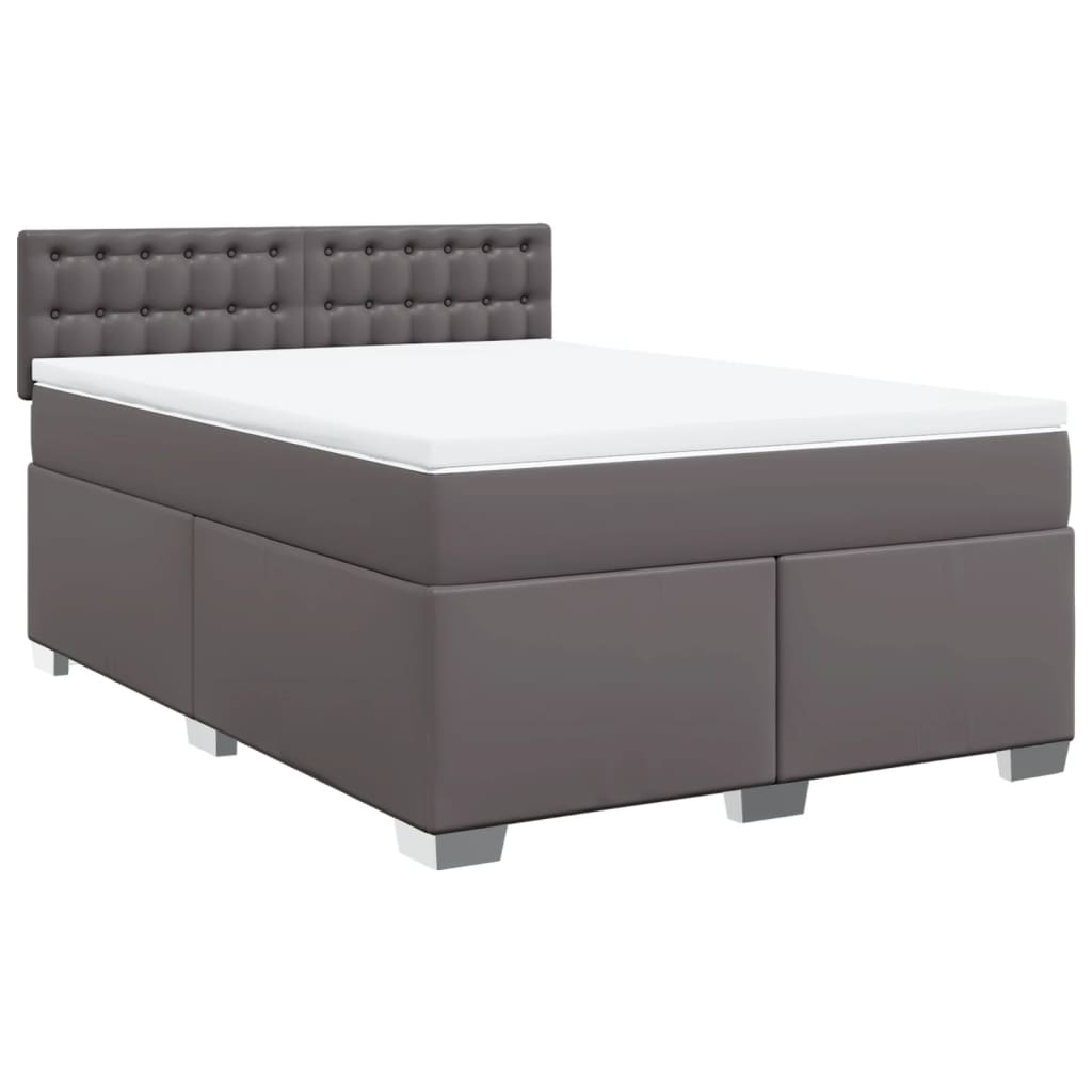 Boxspring met matras kunstleer grijs 160x200 cm is nu te koop bij PeponiXL, paradijselijk wonen!