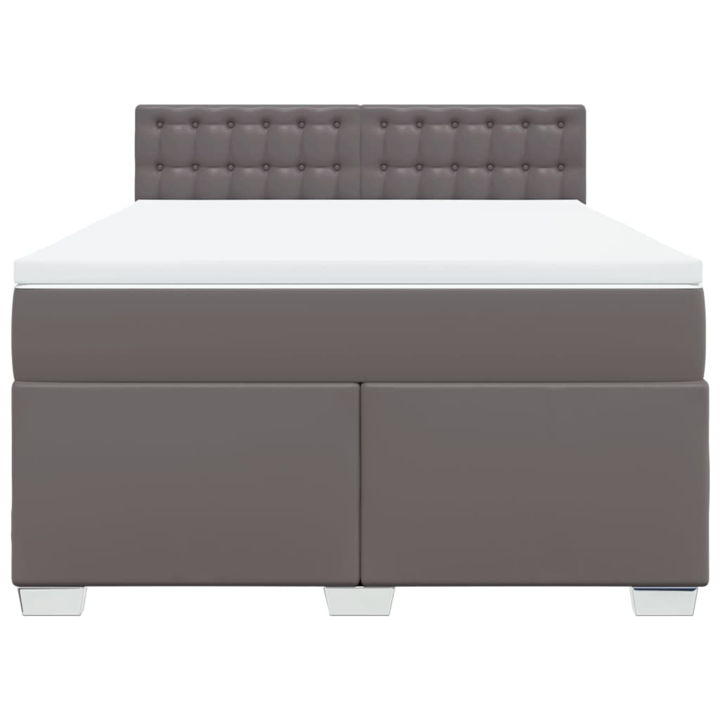 Boxspring met matras kunstleer grijs 160x200 cm is nu te koop bij PeponiXL, paradijselijk wonen!