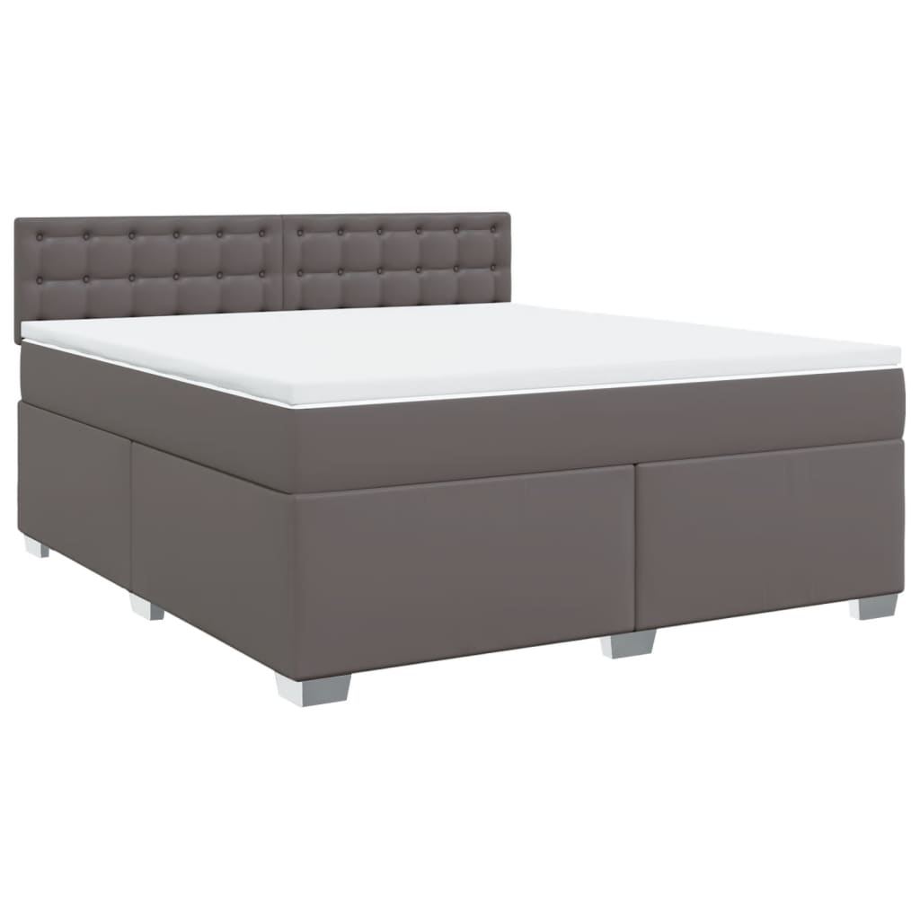 Boxspring met matras kunstleer grijs 180x200 cm is nu te koop bij PeponiXL, paradijselijk wonen!