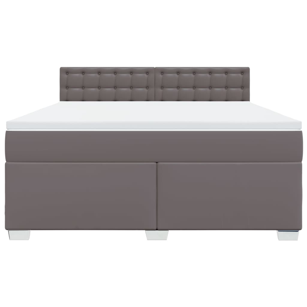 Boxspring met matras kunstleer grijs 180x200 cm is nu te koop bij PeponiXL, paradijselijk wonen!