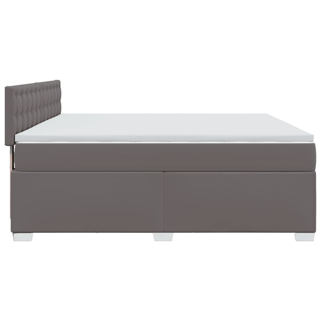 Boxspring met matras kunstleer grijs 180x200 cm is nu te koop bij PeponiXL, paradijselijk wonen!