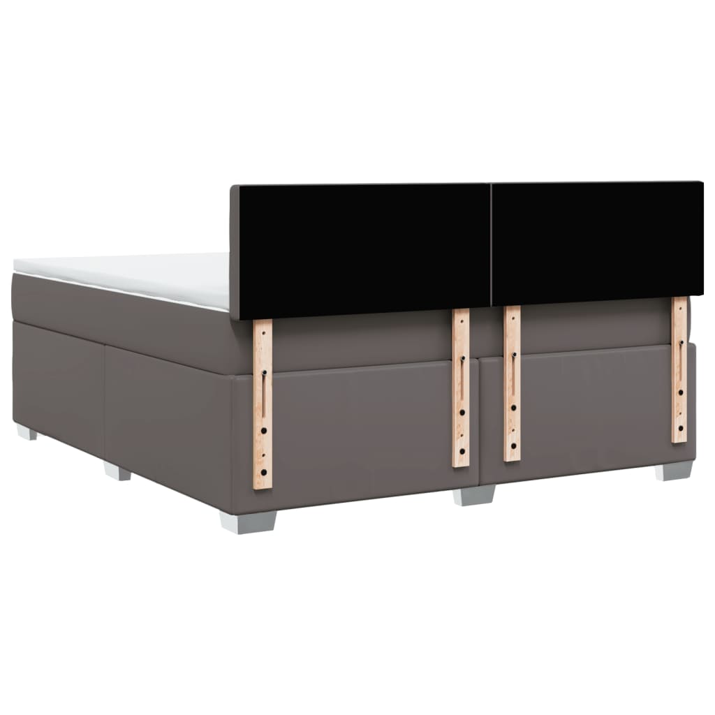 Boxspring met matras kunstleer grijs 180x200 cm is nu te koop bij PeponiXL, paradijselijk wonen!
