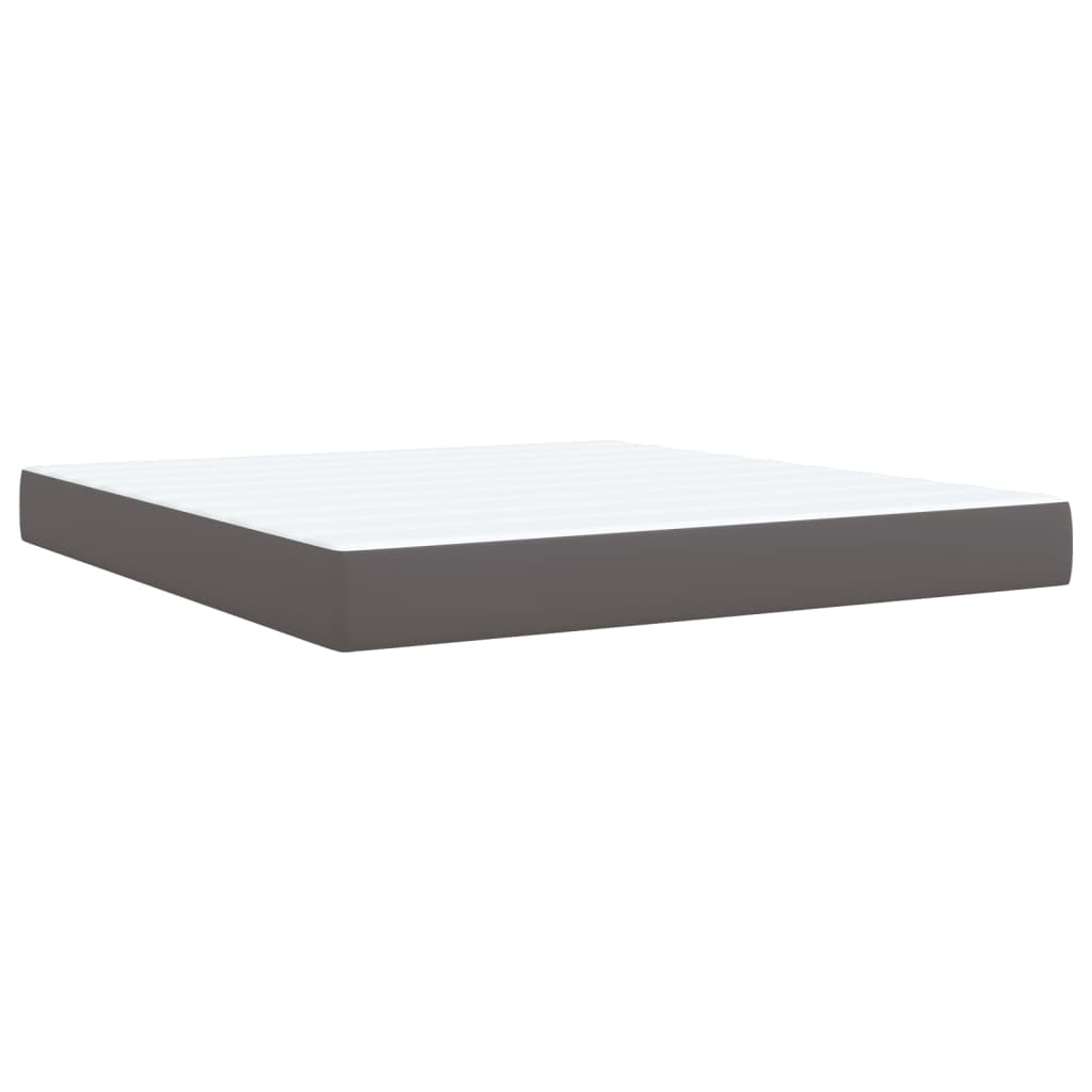 Boxspring met matras kunstleer grijs 180x200 cm is nu te koop bij PeponiXL, paradijselijk wonen!