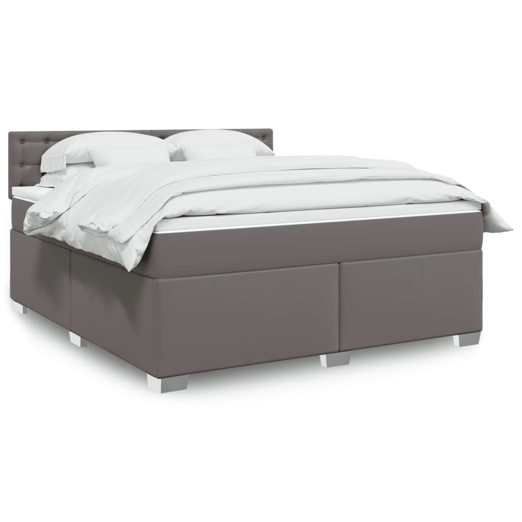 Boxspring met matras kunstleer grijs 180x200 cm is nu te koop bij PeponiXL, paradijselijk wonen!