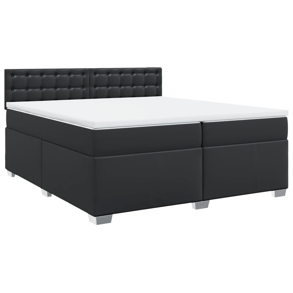 Boxspring met matras kunstleer zwart 200x200 cm is nu te koop bij PeponiXL, paradijselijk wonen!