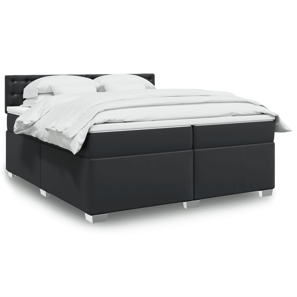 Boxspring met matras kunstleer zwart 200x200 cm is nu te koop bij PeponiXL, paradijselijk wonen!