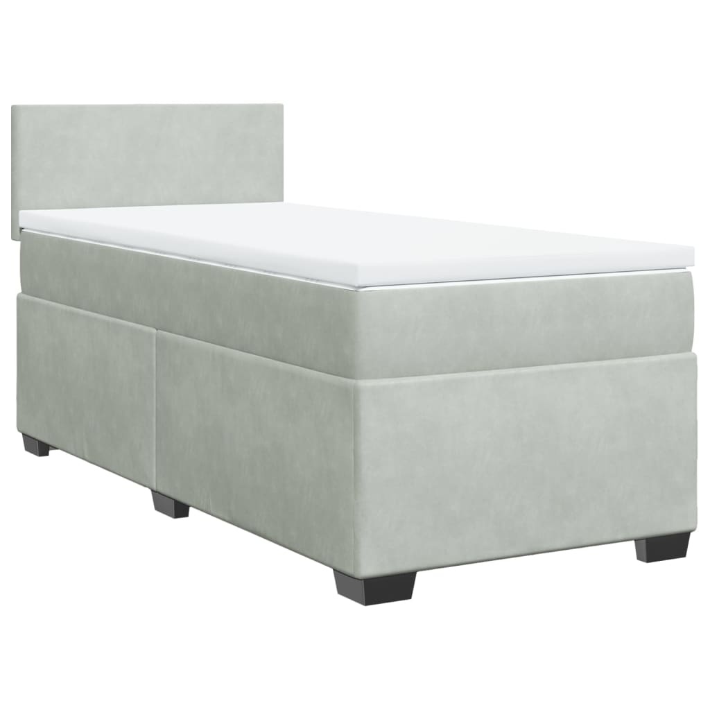 Boxspring met matras fluweel lichtgrijs 80x200 cm is nu te koop bij PeponiXL, paradijselijk wonen!