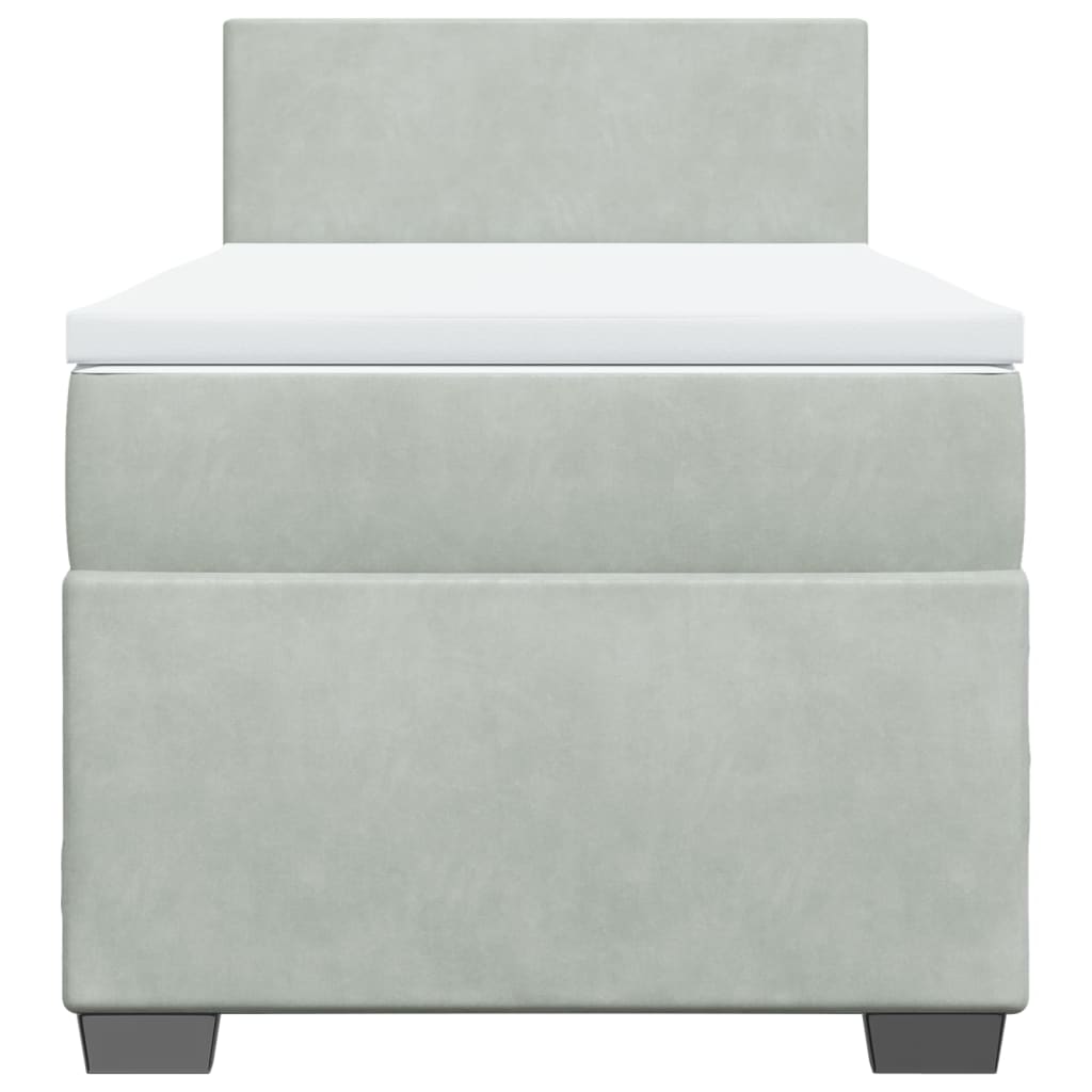 Boxspring met matras fluweel lichtgrijs 80x200 cm is nu te koop bij PeponiXL, paradijselijk wonen!